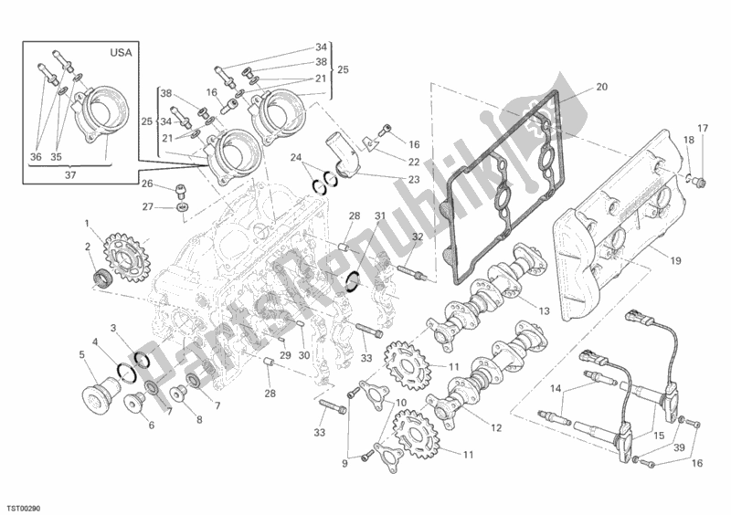 Tutte le parti per il Albero A Camme Di Testa Orizzontale del Ducati Desmosedici RR 1000 2008